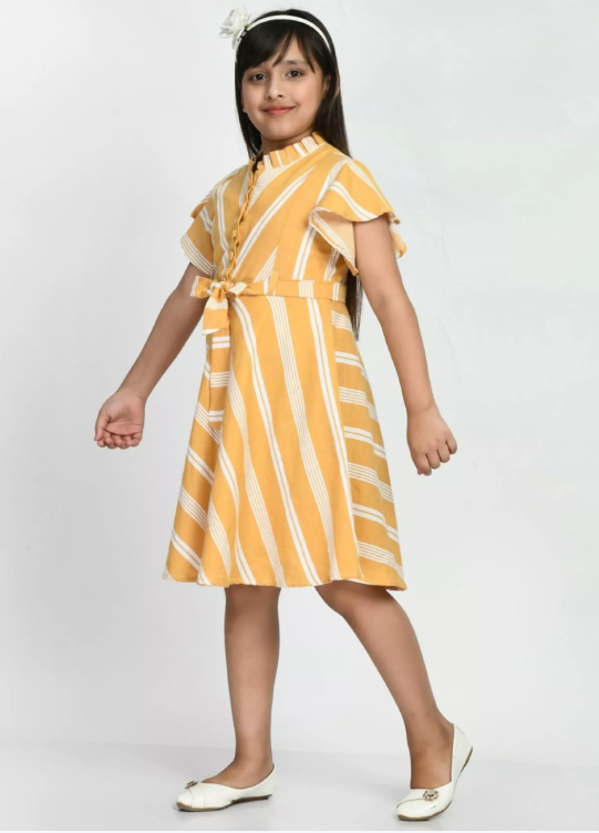 kids dress, yellow dress, striped, girl's dress