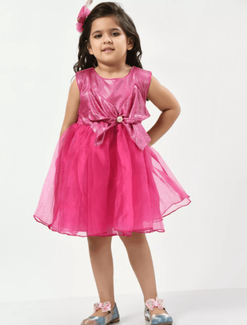 girl's dress, pink dress, cute kids frock