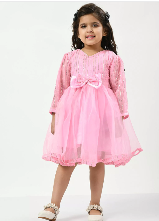 pink dress, girl's dress, cute frock