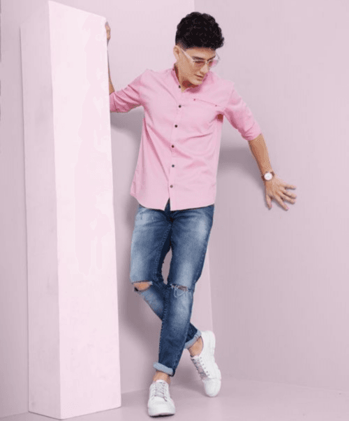 full sleeve shirt, pink shirt