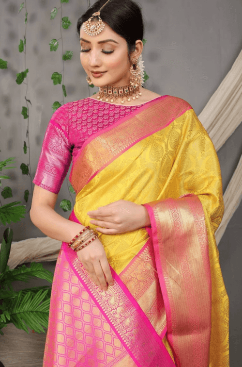 silk blend saree, pink saree, traditional saree