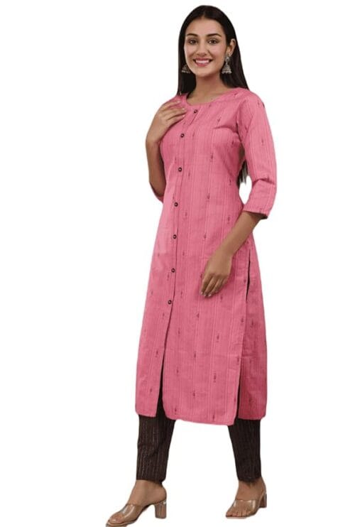 kurta pant set, pink kurta set, striped kurta, kurti for women