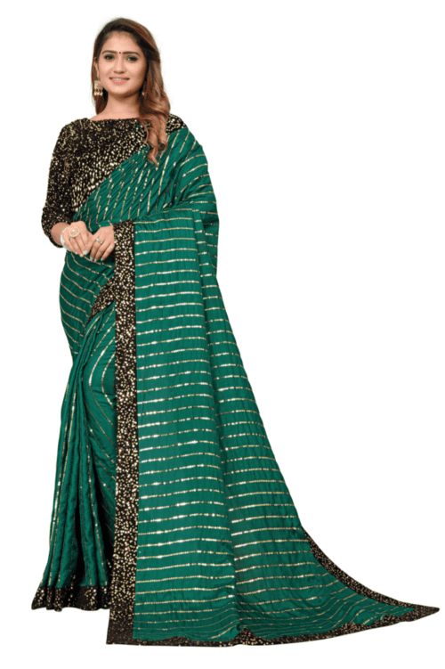 silk blend saree, sequin saree, green saree, partywear saree