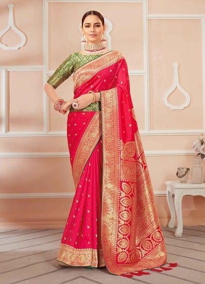 banarasi saree, saree for women, sari, magenta saree, festive wear, diwali wear, ethnic wear, indian wear