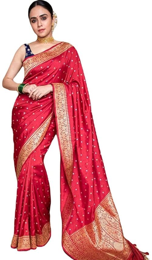 banarasi silk saree, silk blend sari, saree for women, red saree