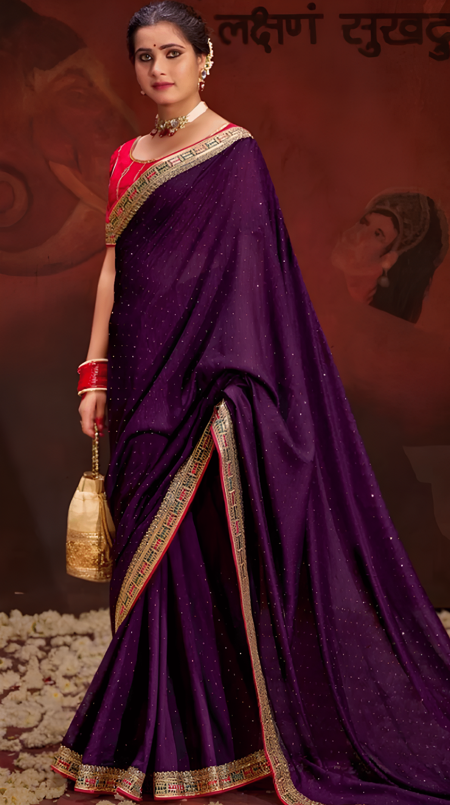 silk blend saree, saree, purple saree, party wear saree, sari