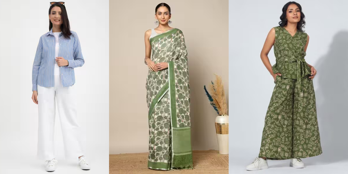 Summer Fashion India, Striped shirt for women, linen saree, linen co ords