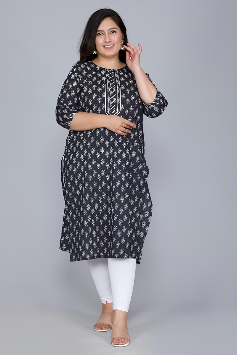 Plus Size Cotton Blue Kurta