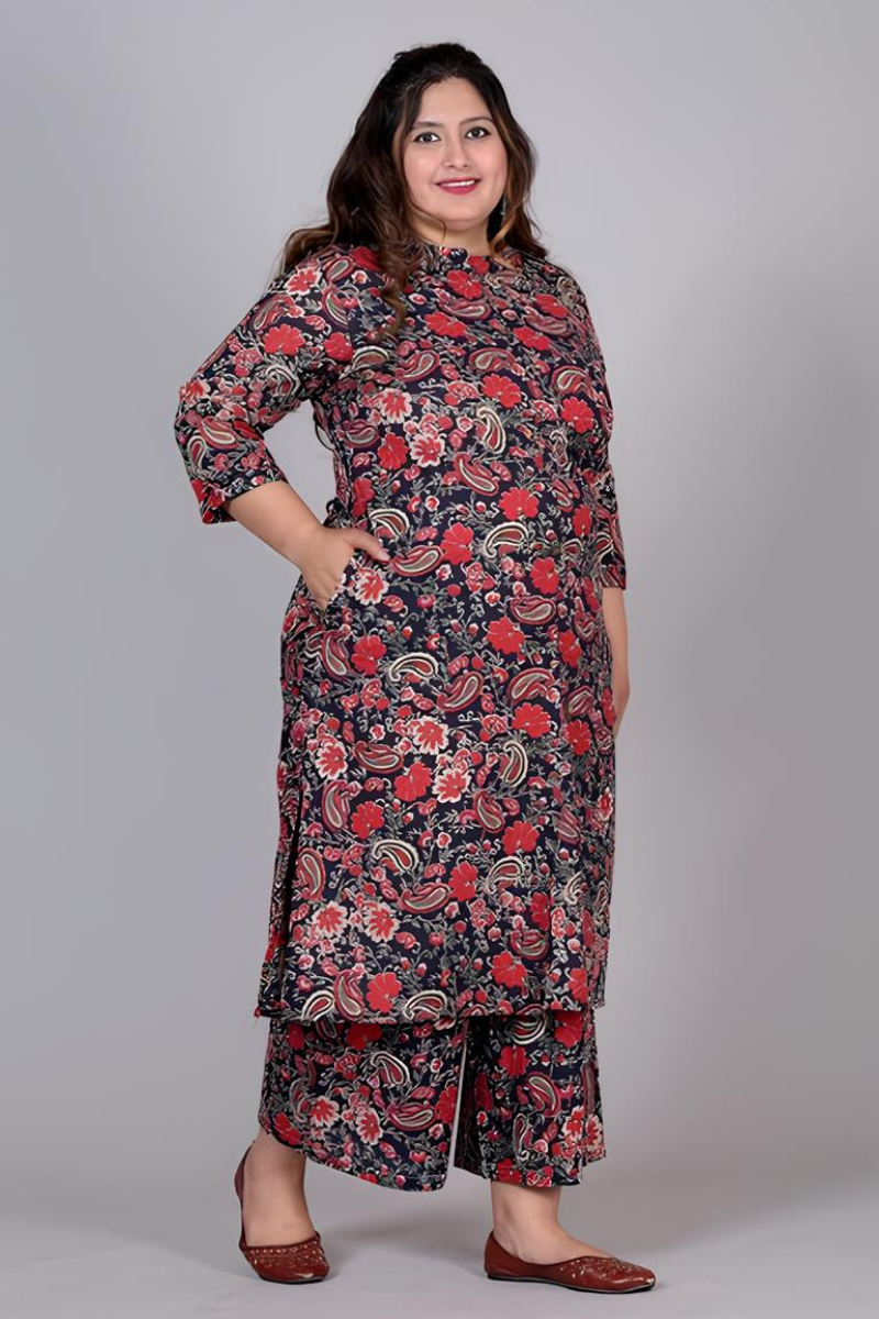 Attiris Plus size kurtas set multicolor (4) Plus Size Cotton Printed Kurta Set
