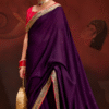 Purple Vichitra Silk Embellished Saree