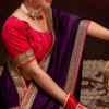 Purple Vichitra Silk Embellished Saree