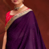 Purple Vichitra Silk Embellished Saree