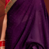 Purple Vichitra Silk Embellished Saree