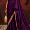 Purple Vichitra Silk Embellished Saree