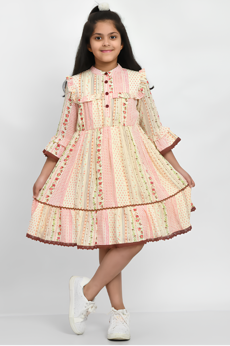 Kids Beige Cotton Dress