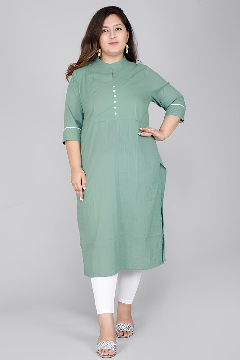 Plus Size Cotton Green Kurta