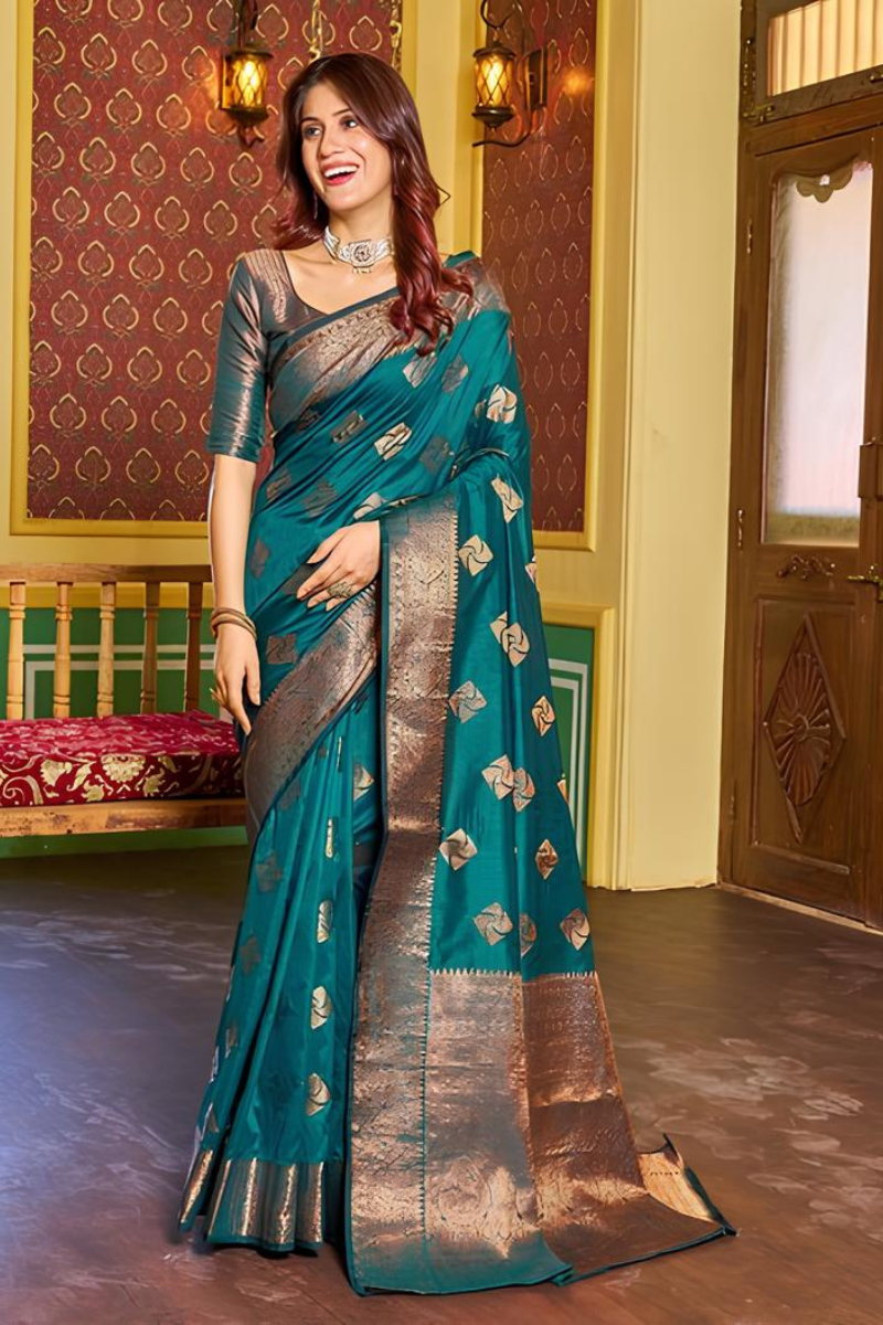 Women Green Banarasi Saree