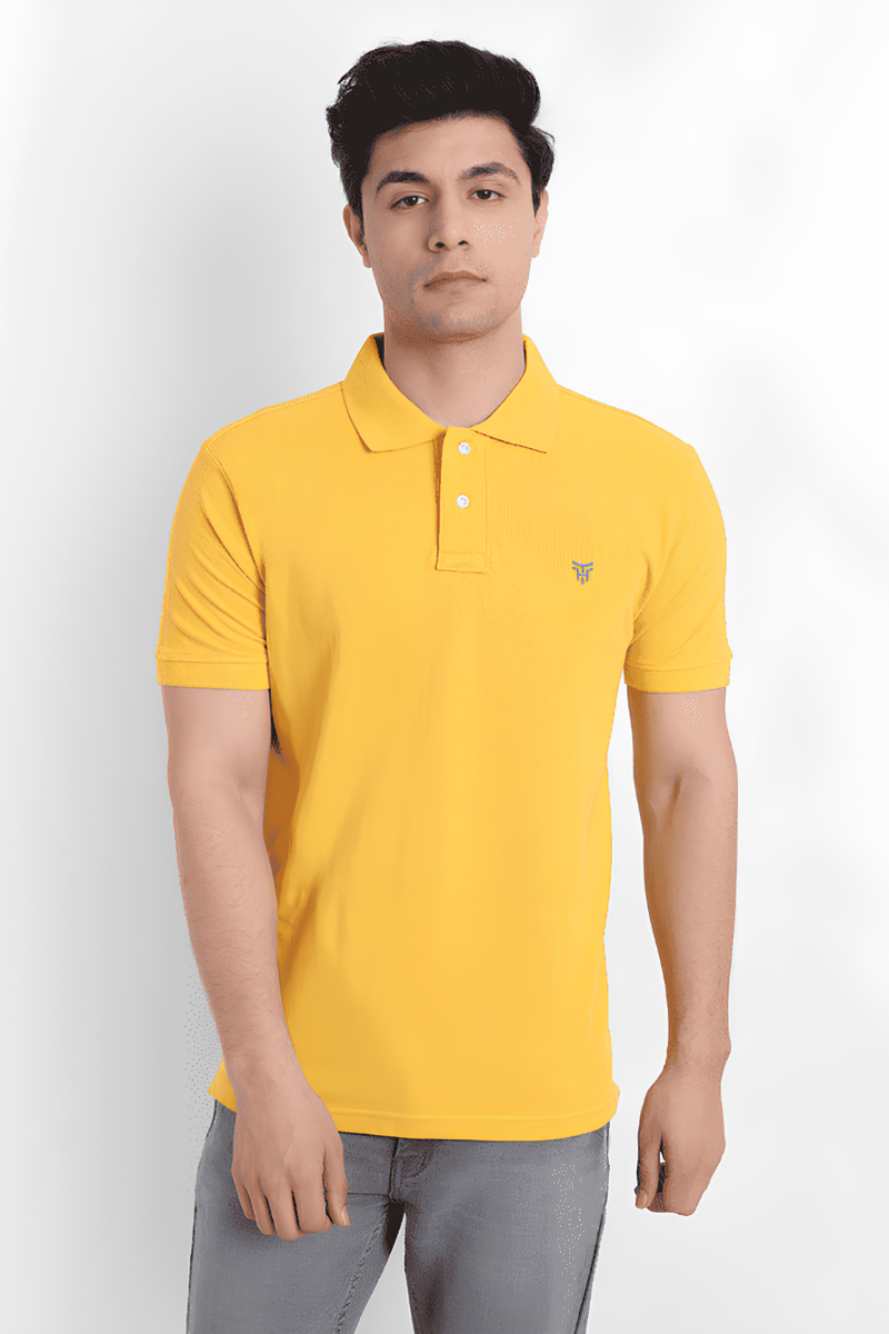 Men Cotton Yellow T-Shirt