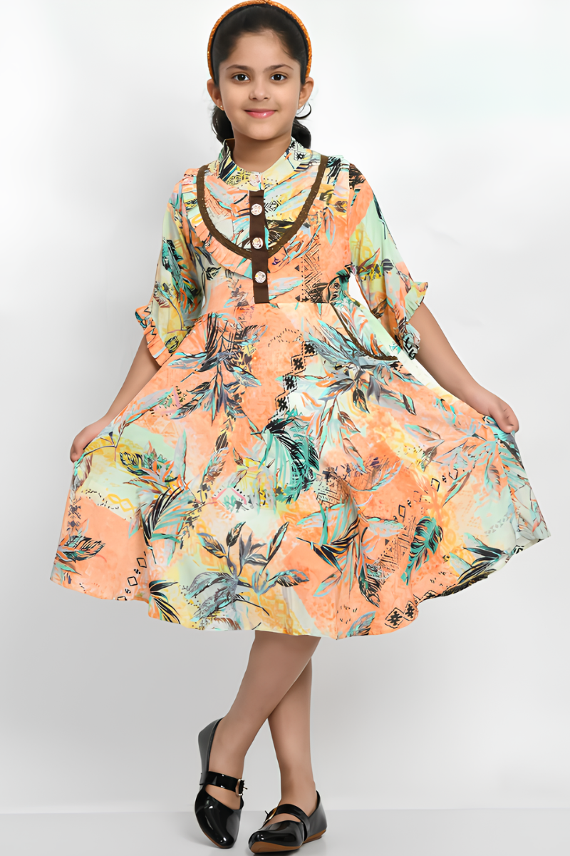Kids Orange Cotton Dress