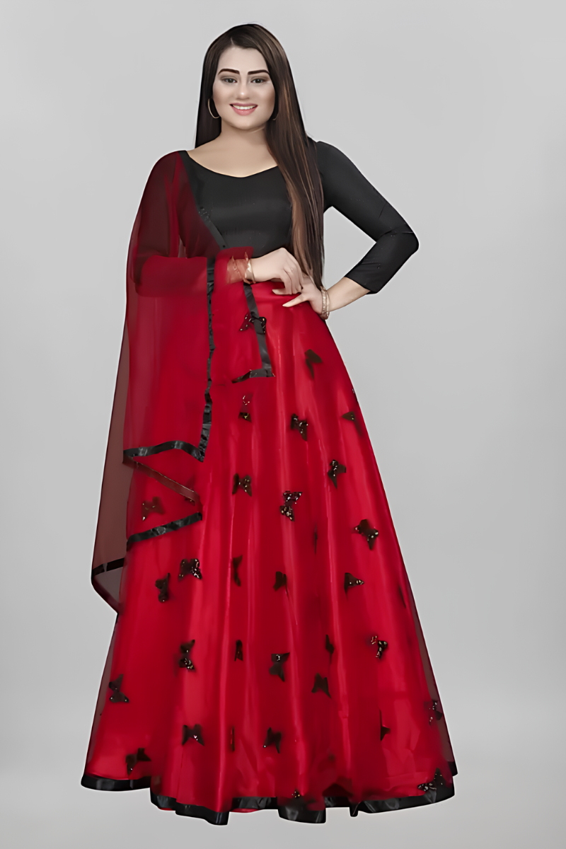 Net Semi-Stitched Lehenga