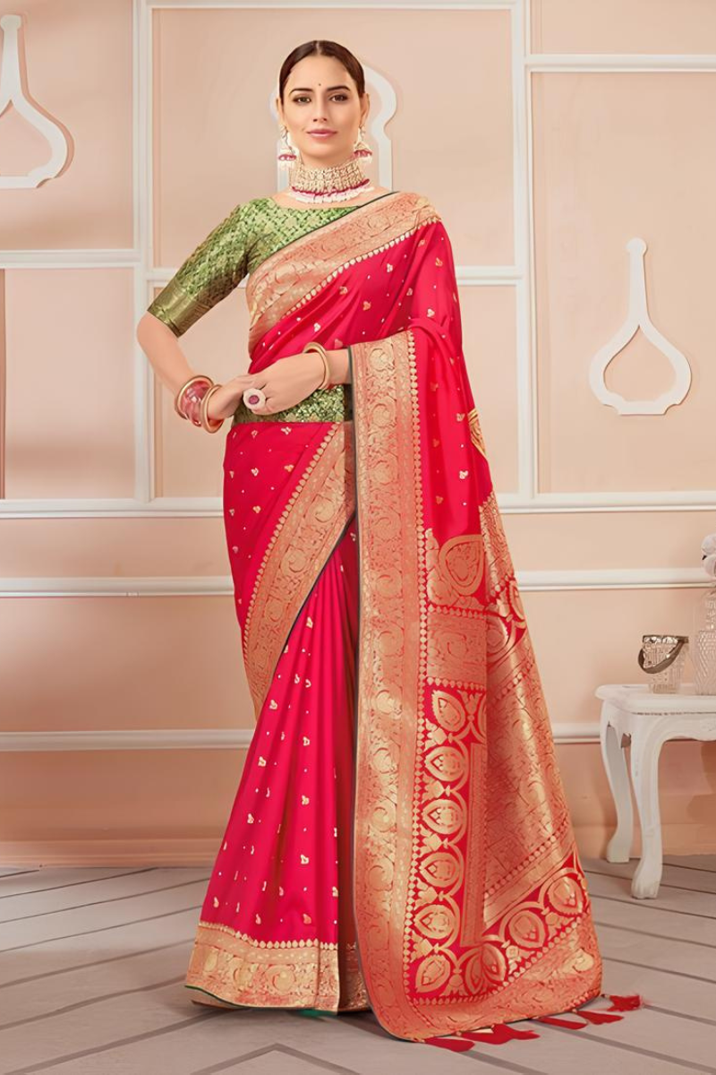 Women Pink Banarasi Saree