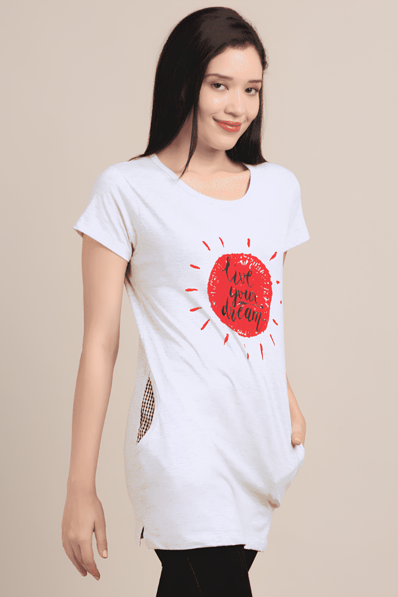 Women Cotton White T-Shirt