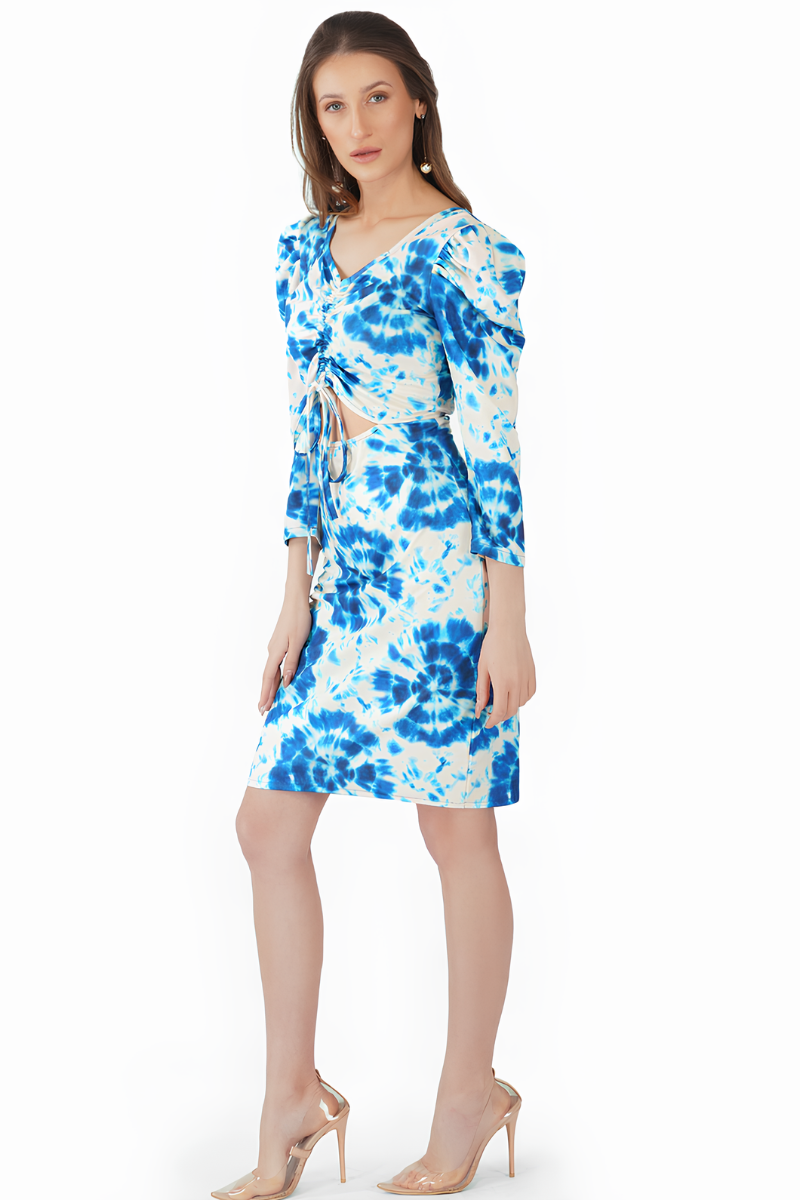Attiris women blue dress (5) Lycra Tie–Dye Printed Bodycon Dress