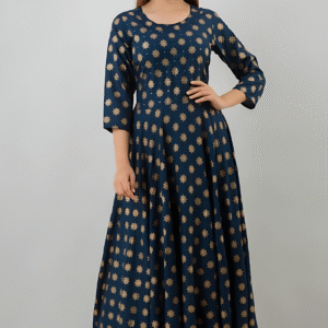 Women Rayon Blue Anarkali