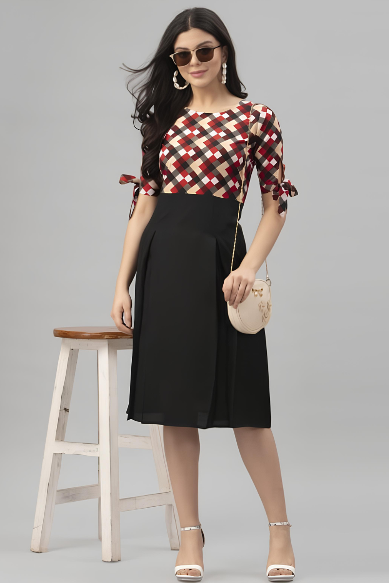 Women Crepe Black Dress