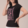 Women Polyester Black T-Shirt