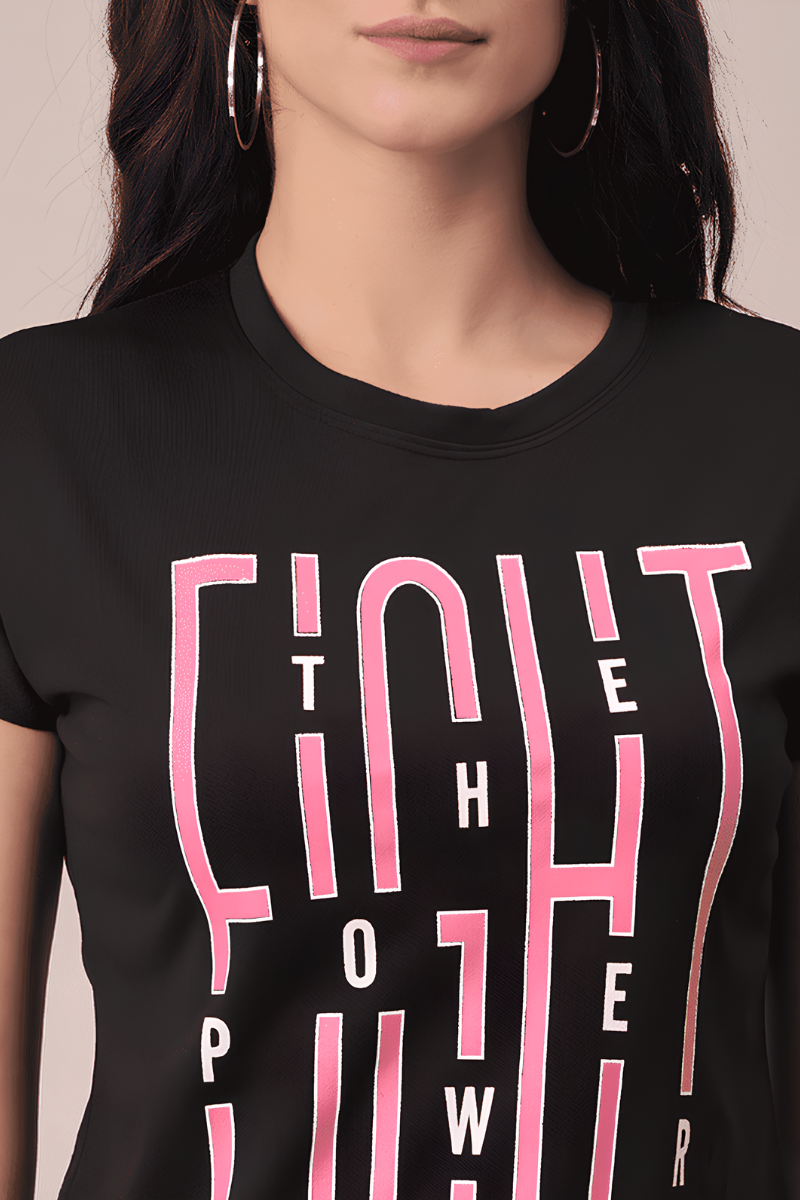 attiris black top (2) Women Polyester Black T-Shirt