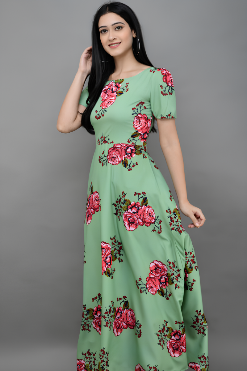 Women Crepe Green Dress