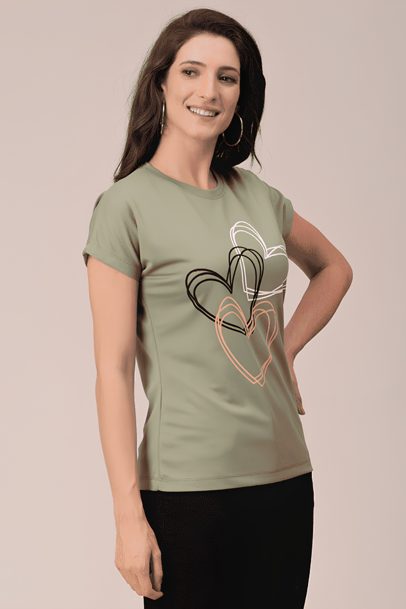 Women Polyester Green T-Shirt