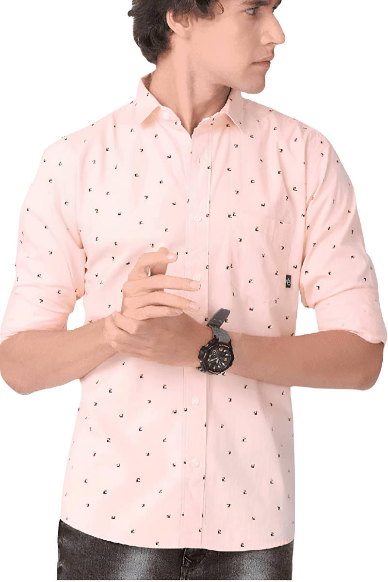 Men Cotton Pink Shirt