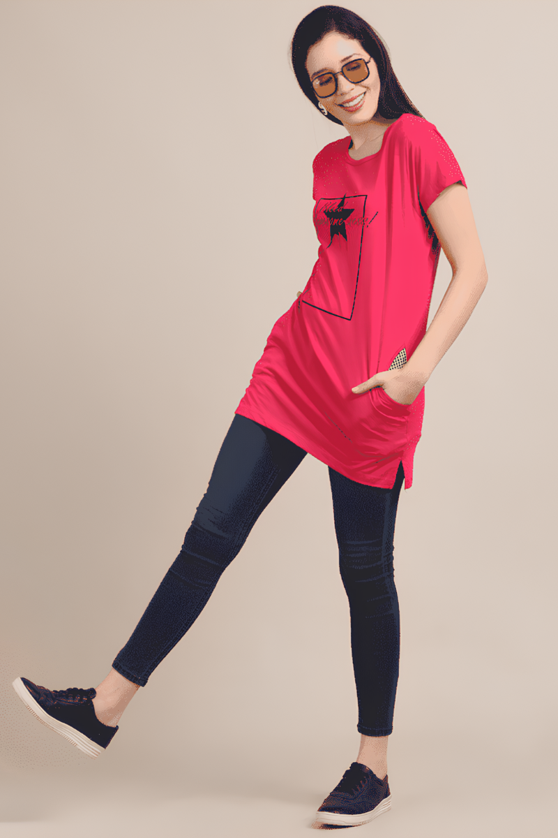 Women Cotton Pink T-Shirt