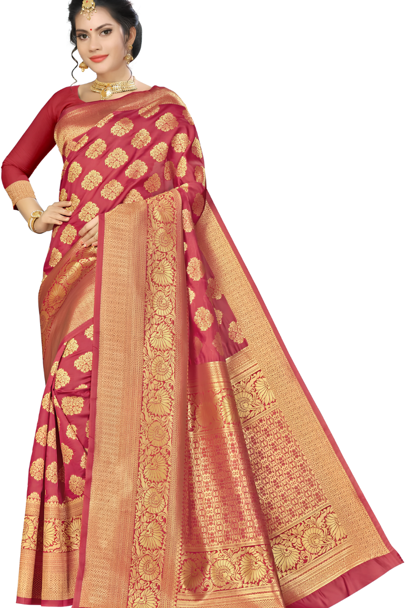 Women Red Banarasi Silk Saree