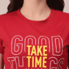 Women Polyester Red T-Shirt
