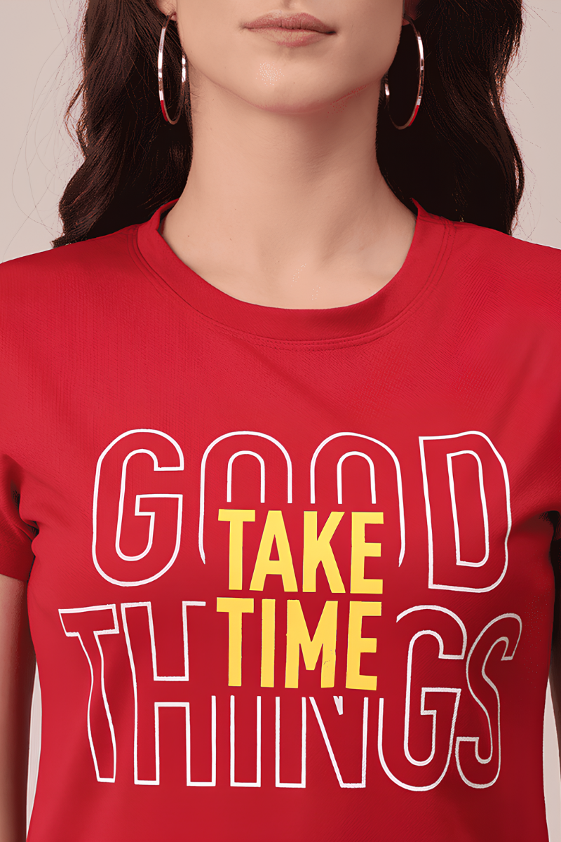 attiris red top (3) Women Polyester Red T-Shirt