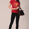 Women Polyester Red T-Shirt