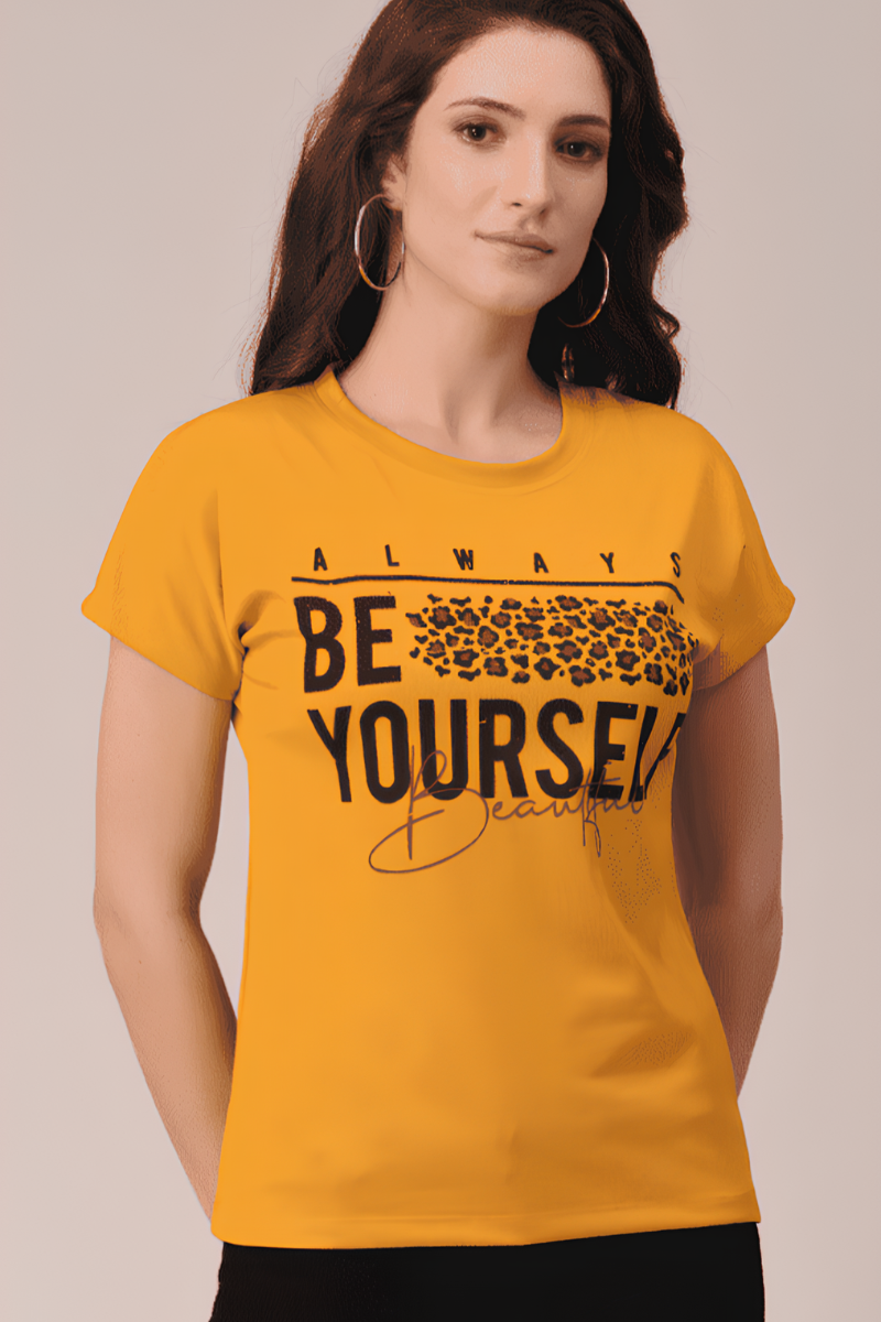 Women Polyester Yellow T-Shirt