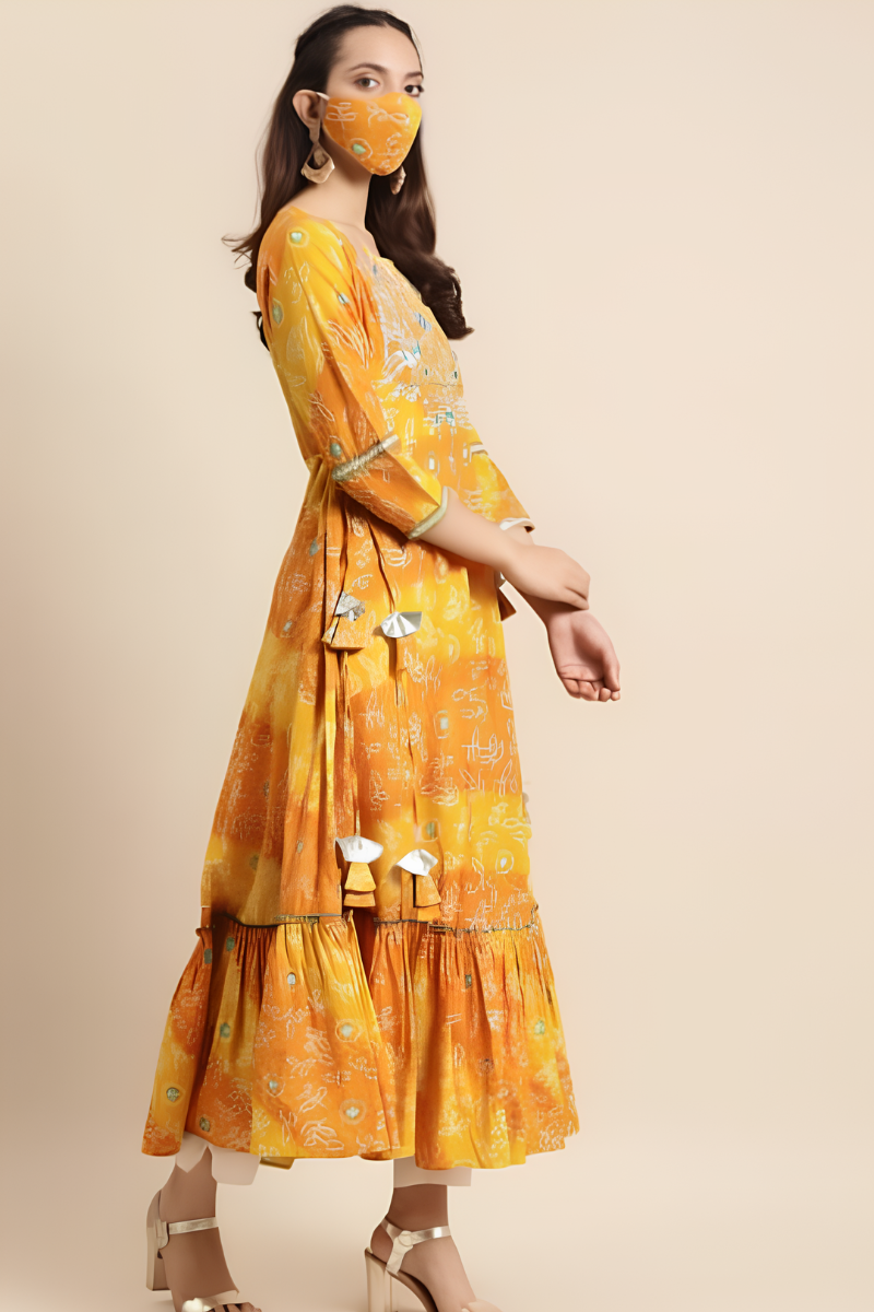 attiris yellow anarkali (2) Women Cotton Yellow Anarkali