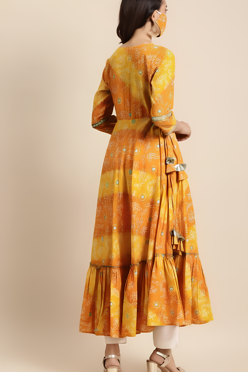 attiris yellow anarkali (5) Women Cotton Yellow Anarkali