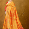 silk saree, yellow silk saree, women saree, festive wear