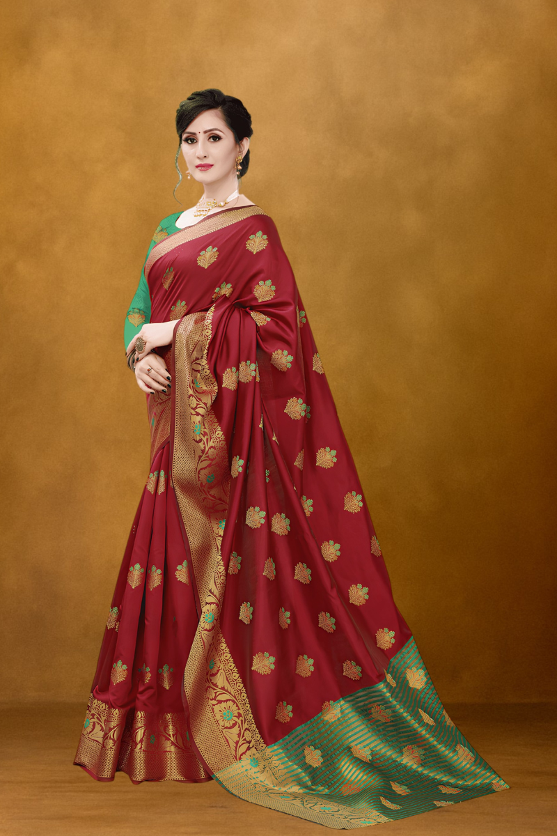 silk saree, maroon saree for women, festive wear