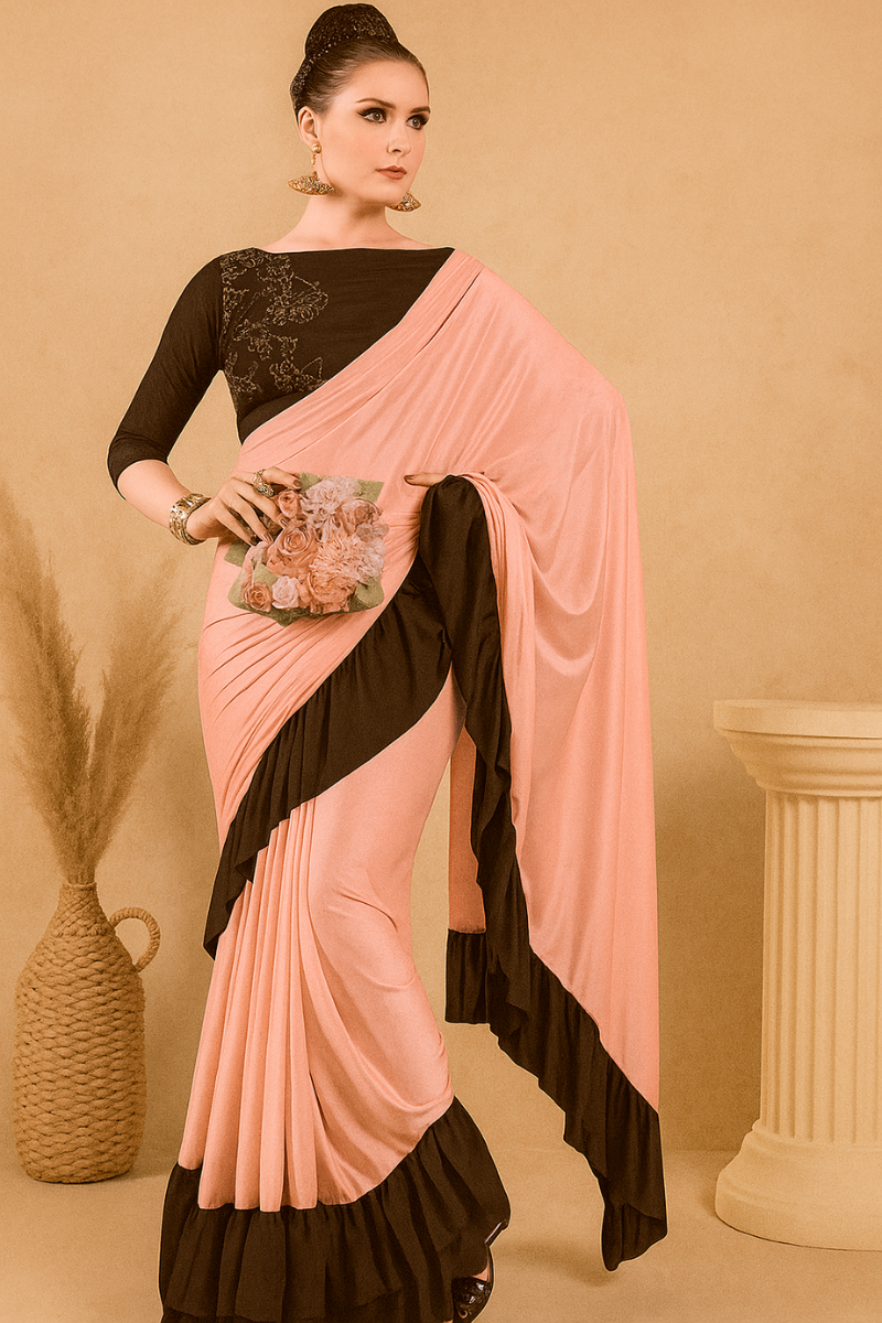 Women Pink Ready to Wear Saree