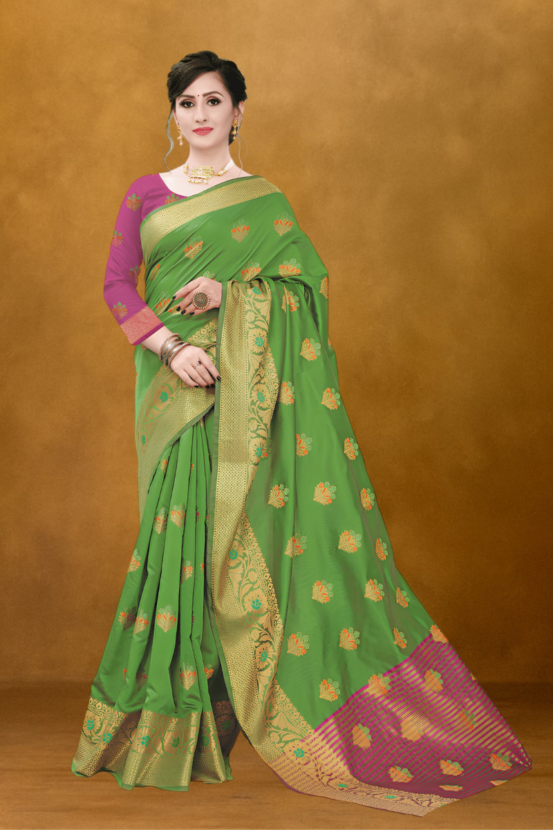 silk saree, women silk saree, green saree for women