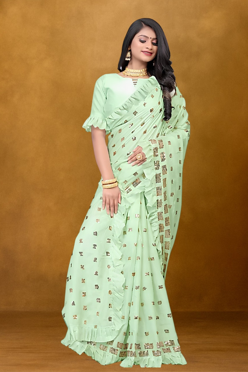 silk saree, silk blend saree, saree for women, sari, peach saree, sequin saree for women, festive wear saree, diwali wear saree, indian saree