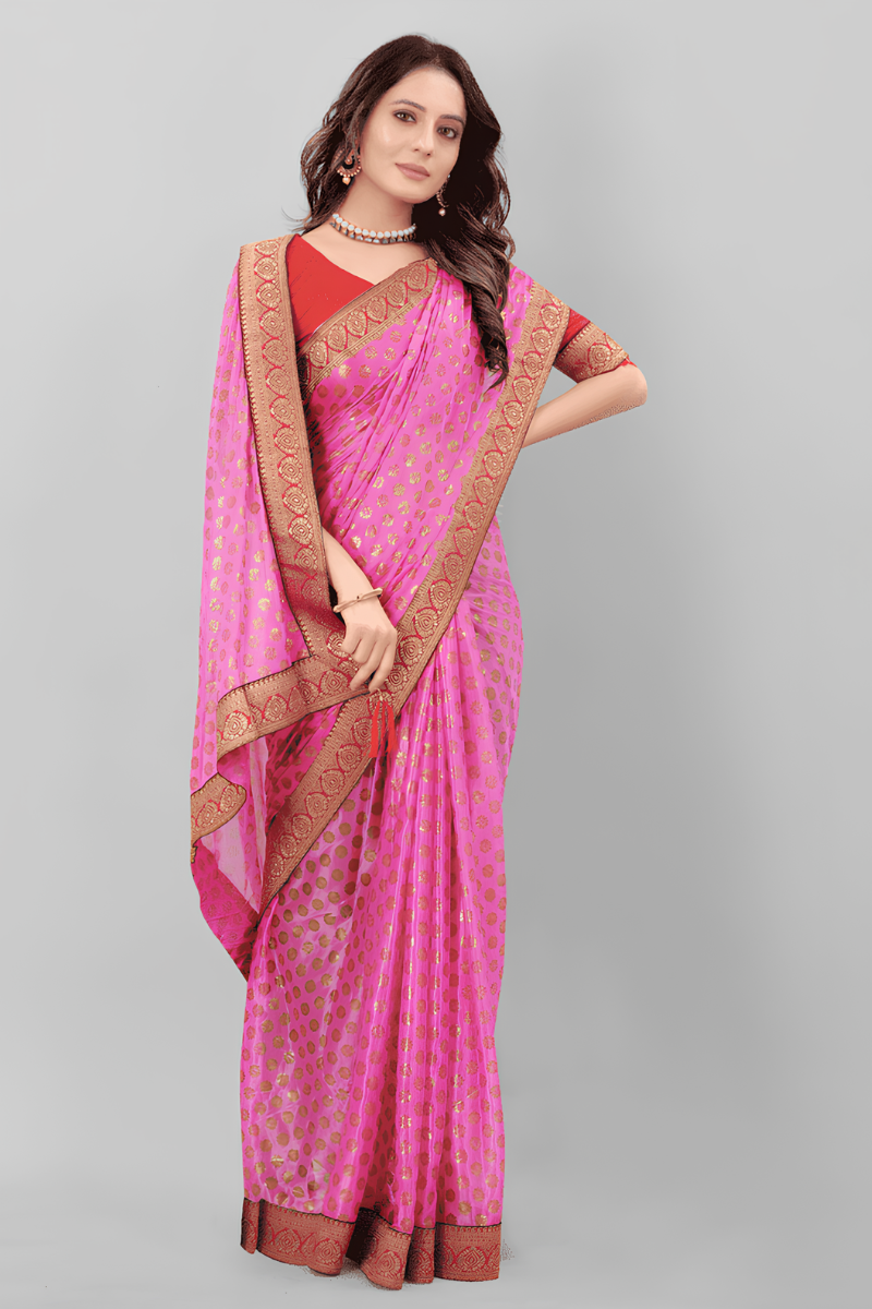 lycra saree for women, pink saree for women, ethnic wear, light sari, saree for women, festive wear, indian wear