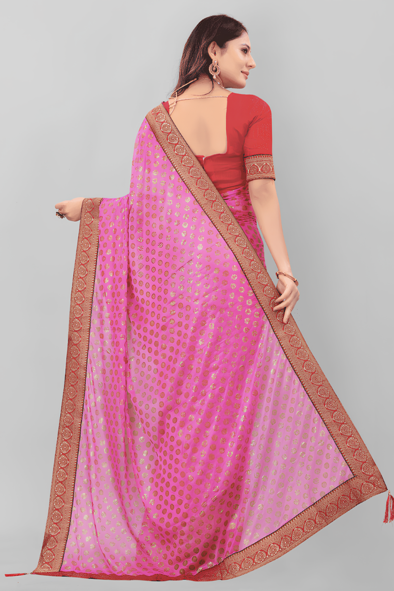 Women Pink Lycra Saree