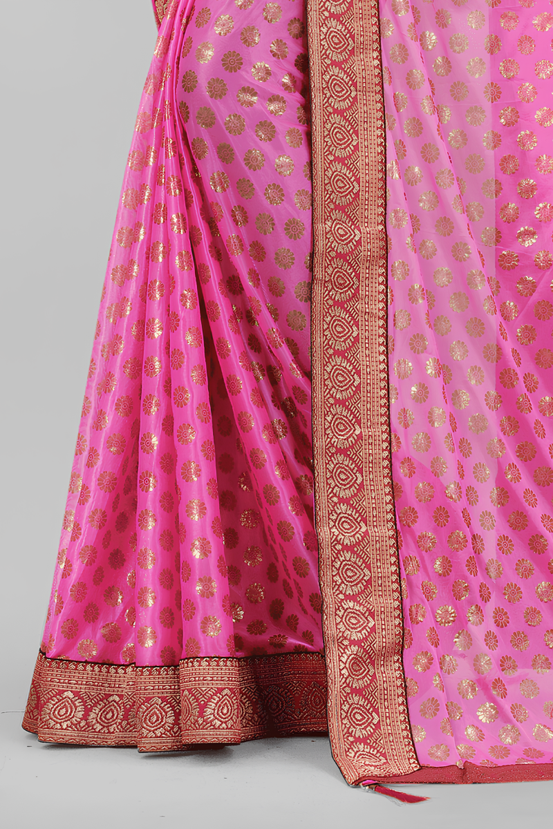 Women Pink Lycra Saree